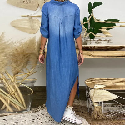Hildaia - Maxikjole i denim med elegant sidesliss
